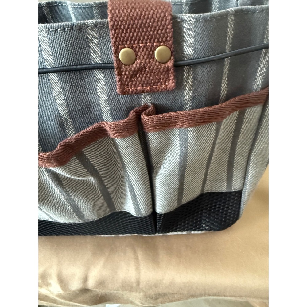 Sophie Conran Burgon & Ball Gardening Tool Bag Grey Ticking Stripe Tote NEW - Picture 11 of 12